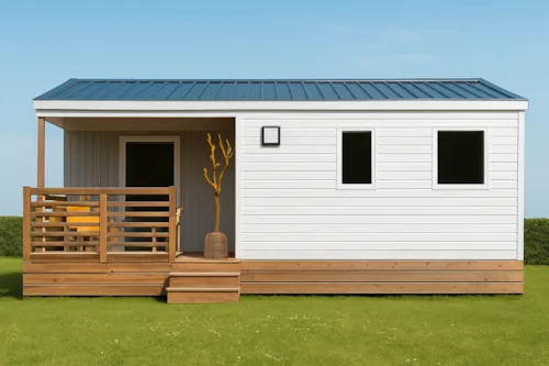 Accommodation - Premium Mobile Home- 2 Bedrooms - Air Conditioning - Television - Dishwasher -Covered Wooden Terrace - image n°3 - CAMPING LE CHASSEZAC