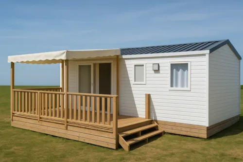 Accommodation - Premium Mobile Home- 2 Bedrooms - Air Conditioning - Television - Dishwasher -Covered Wooden Terrace - image n°4 - CAMPING LE CHASSEZAC