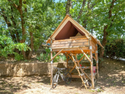 Location - Cabane 2 Trèfles- 1 Chambre - Electricité - Camping Arc en Ciel