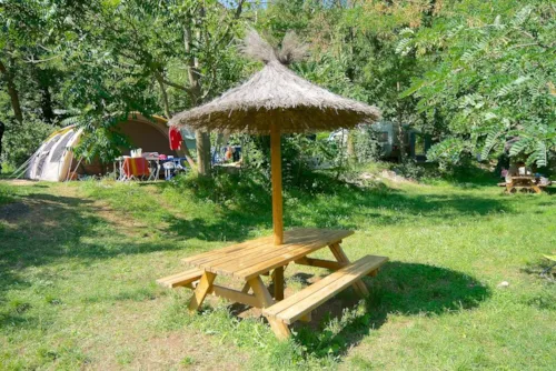 Stellplatz - Stellplatz Komfort, 1 Zelt Oder Wohnwagen + Auto Oder Wohnmobil Mit Strom - image n°1 - Camping Le Barutel