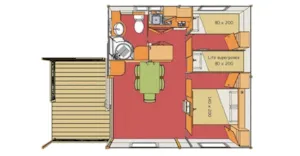 Locatif - Chalet met 2 slaapkamers - Camping Le Barutel