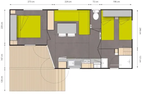 Mietunterkunft - Mobilheim Classique O'hara 784T D - Klimaanlage (2 Zimmer) - image n°4 - Camping Le Clapas