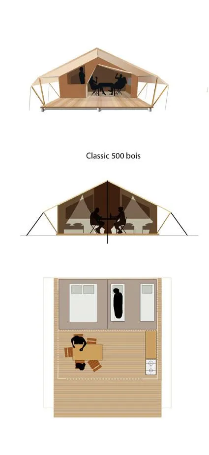 Accommodation - Equipped Lodge Tent D - 2 Bedrooms / Terrace (Without Toilet Blocks) - image n°5 - Camping Le Clapas