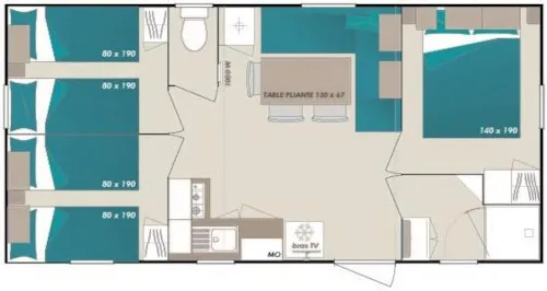 Location - Mobile Home Classique Super Titania Irm S - Climatisé (3 Chambres) - image n°8 - Camping Le Clapas