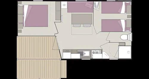 Huuraccommodatie(s) - Stacaravan Classique S - Irm Loggia - Airconditioning (2 Slaapkamers) - image n°7 - Camping Le Clapas