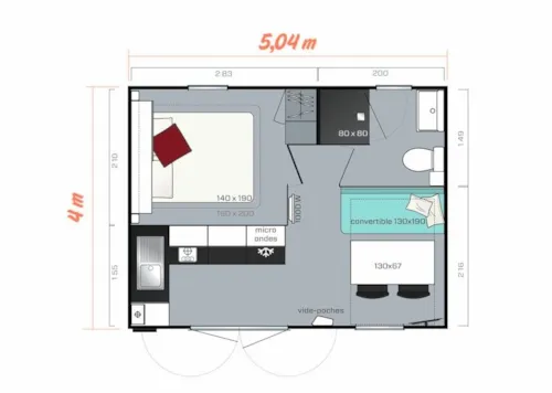 Mietunterkunft - Mobilheim Irm Cahita Riviera D - Klimaanlage (1 Zimmer) - image n°4 - Camping Le Clapas