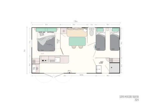 Accommodation - Mobil-Home Premium Irm Super Mercure Riviera D - image n°5 - Camping Le Clapas