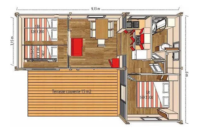 Chalet Lagon Climatisé 1/6 Pers.
