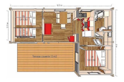air-conditioned cottage LAGON 1/6 pers.