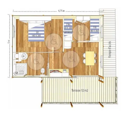 Mietunterkunft - Hütte  Samoa - Behindertengerecht 1/5 Pers. - image n°8 - Camping le Verger de Jastres