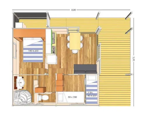 Accommodation - Chalet Titom 1/5 Pers. - image n°6 - Camping le Verger de Jastres