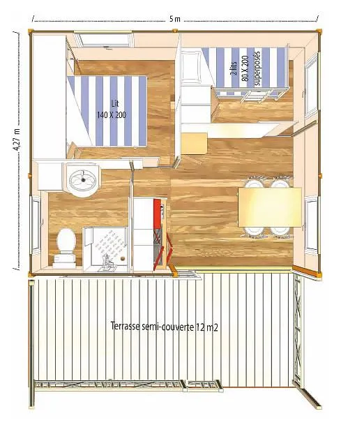 Accommodation - Chalet Nemo 1/4 Pers. - image n°4 - Camping le Verger de Jastres