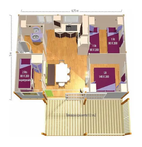Location - Chalet Samoa Climatisé 6 Personnes - image n°3 - Camping le Verger de Jastres