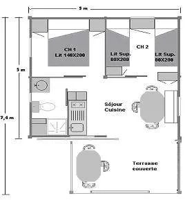 Mietunterkunft - Chalet Morea 4 Adults + 2 Children - image n°7 - CAMPING RELAIS DES BRISON