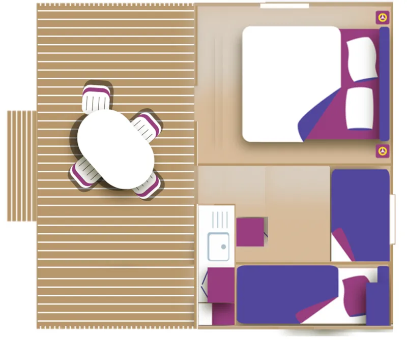 Mobil-Home Standard "Tithome" 30M² - 2 Chambres - Avec Sanitaire Privé