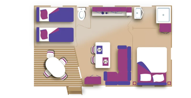 Mobil-Home Standard "Sun Roller" 27M² - 2 Chambres - Terrasse Couverte