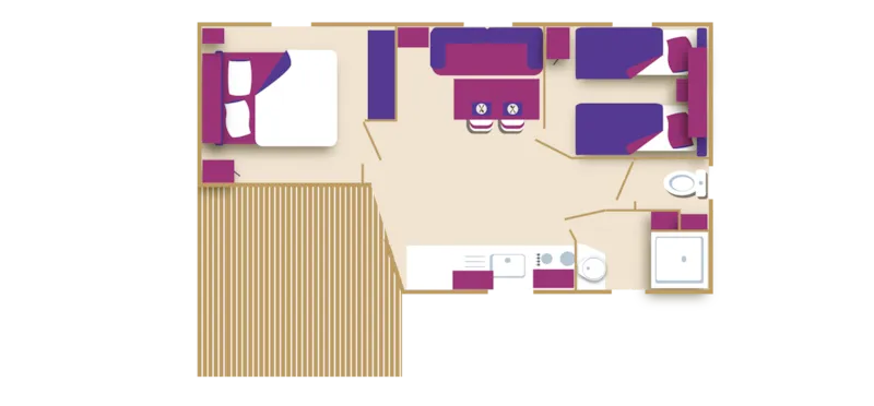 Mobil-Home Confort "Poppy's" 22M² - 2 Chambres - Terrasse Couverte