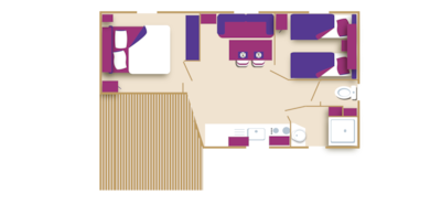 Mobil-home Confort + *CLIM* "Poppy's" 22m² - 2 bedrooms - covered terrace