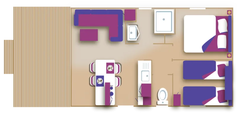 Mobil-Home Premium "Visio" + Clim _ 34M² - 2 Chambres - Terrasse Intégrée 8M² + Lv + Tv + Nespresso