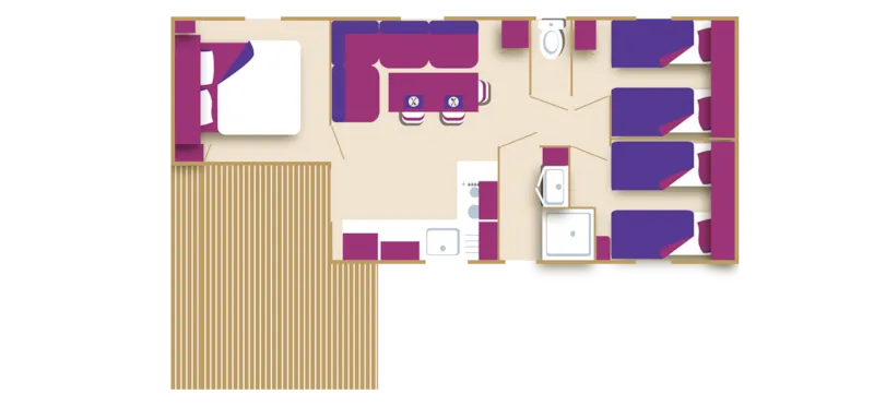 Mobil-Home Confort "Poppy's" 35M² - 3 Chambres - Terrasse