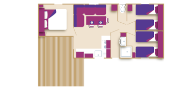Comfort Mobile-home *CLIM* "Poppy's" 35m² - 3 bedrooms - terrace