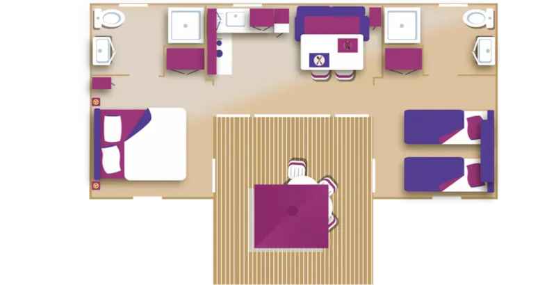 Mobil-Home Premium "Patio" 37M² - 2 Chambres-2 Tv / 2 Sdb / Lave-Vaisselle ++ Jardin Privé