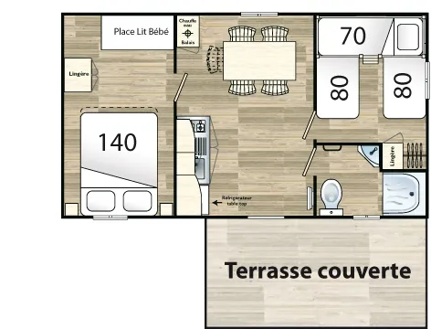 Huuraccommodatie(s) - Quintil 24M² - image n°9 - Camping Le Roubreau