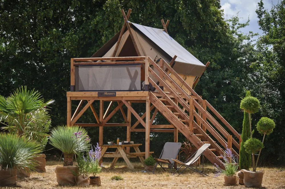 Location - Moorea Tente + Ossature  Bois Sur Plancher Pilotis - Camping Les Rives de l'Ardèche