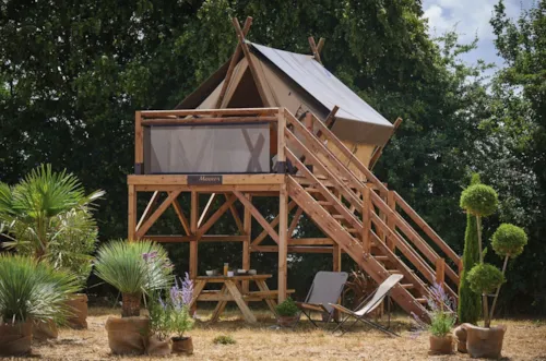 Accommodation - Moorea Wooden Frame Tent On Stilt Floor - image n°1 - Camping Les Rives de l'Ardèche