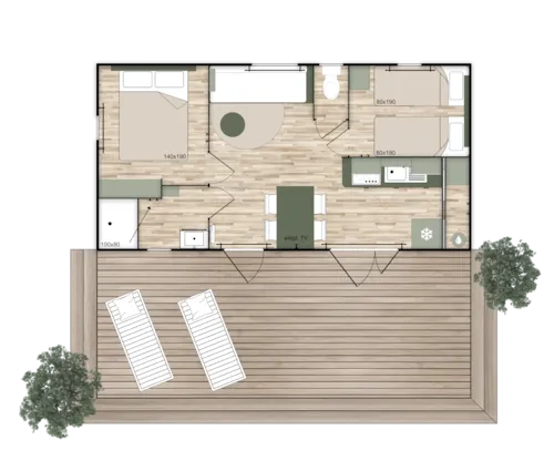 Location - Mobil Home Modele Nest29. 29M2 Modele 2025 - image n°2 - Camping Les Rives de l'Ardèche