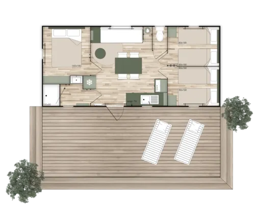 Accommodation - Mobil Home 34M2 3 Bedrooms - image n°2 - Camping Les Rives de l'Ardèche