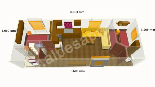 Mietunterkunft - 25M² Mobil Home,  Covered Terrace, Trigano Mermaid Model, Television, 2 Bedrooms - image n°5 - Camping Les Rives de l'Ardèche