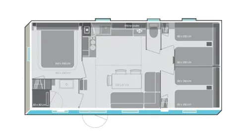 Location - Mobil-Home Krusoe - 32M² - 3 Chambres - Clim - image n°2 - Camping Aloha Plage****