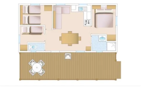 Mietunterkunft - Mh Louisiane 3 Ch Zimmer Klimaanlage + Tv - image n°7 - Camping LE CARPENTY
