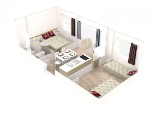 Location - Sencilo 25 Terrasse Couverte Et Tv 2 Adultes Et 4 Enfants + Clim - image n°6 - Camping LE CARPENTY
