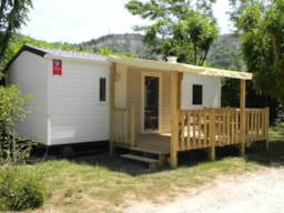 Mietunterkunft - Sencilo 25 Überdachte Terrace + Tv - Camping LE CARPENTY