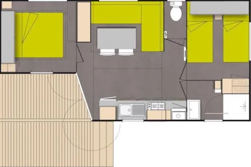 Mietunterkunft - Mobil Home O'hara - 29M²- 2 Schlafzimmer + Tv + Klimaanlage - image n°2 - Camping de la Plage