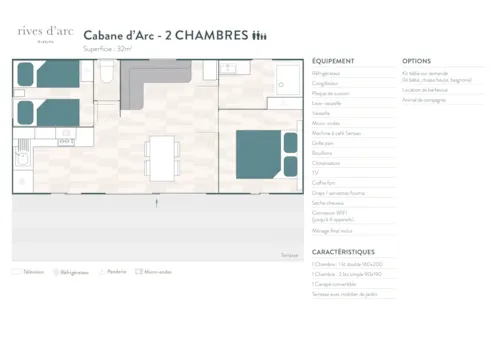 Location - Cabane D'arc - 32M² - 2 Chambres - image n°2 - Rives d'Arc -  Hôtel de plein air