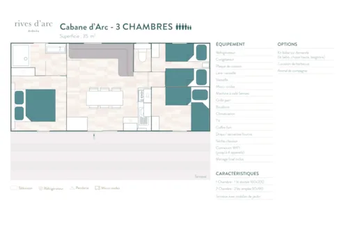 Location - Cabane D'arc - 32M² - 3 Chambres - image n°2 - Rives d'Arc -  Hôtel de plein air
