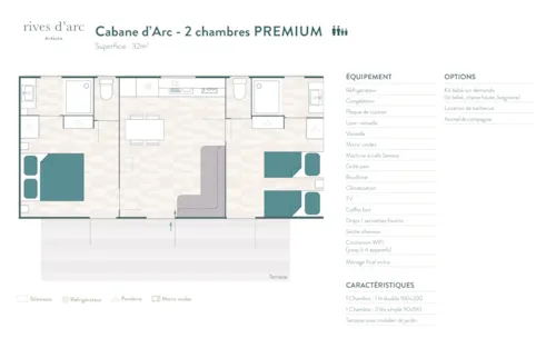 Location - Cabane D'arc Premium - 33M² - 2 Chambres - image n°3 - Rives d'Arc -  Hôtel de plein air