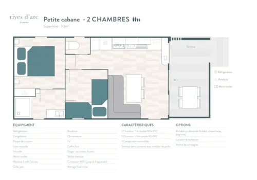 Accommodation - Petite Cabane D'arc - 30M² - 2 Bedrooms - image n°3 - Rives d'Arc -  Hôtel de plein air