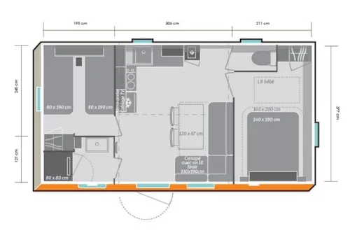 Location - Mobilhome Premium Climatisé 2 Chambres D - image n°7 - Camping Castanhada