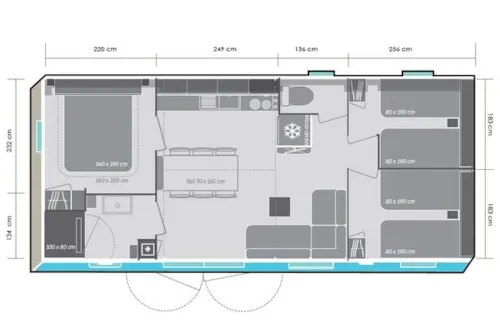 Huuraccommodatie(s) - Stacaravan Premium 3 Slaapkamers Z+ Airconditioning - image n°6 - Camping Castanhada