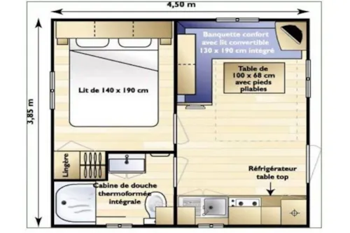 Mietunterkunft - Mobilheim 1 Schlafzimmer - image n°6 - Camping Les Acacias