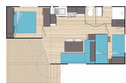 Location - Mobil Home Sous Bois 2 Chambres O'hara Sb 784Ti - image n°10 - Camping Le Sous-Bois Ardèche