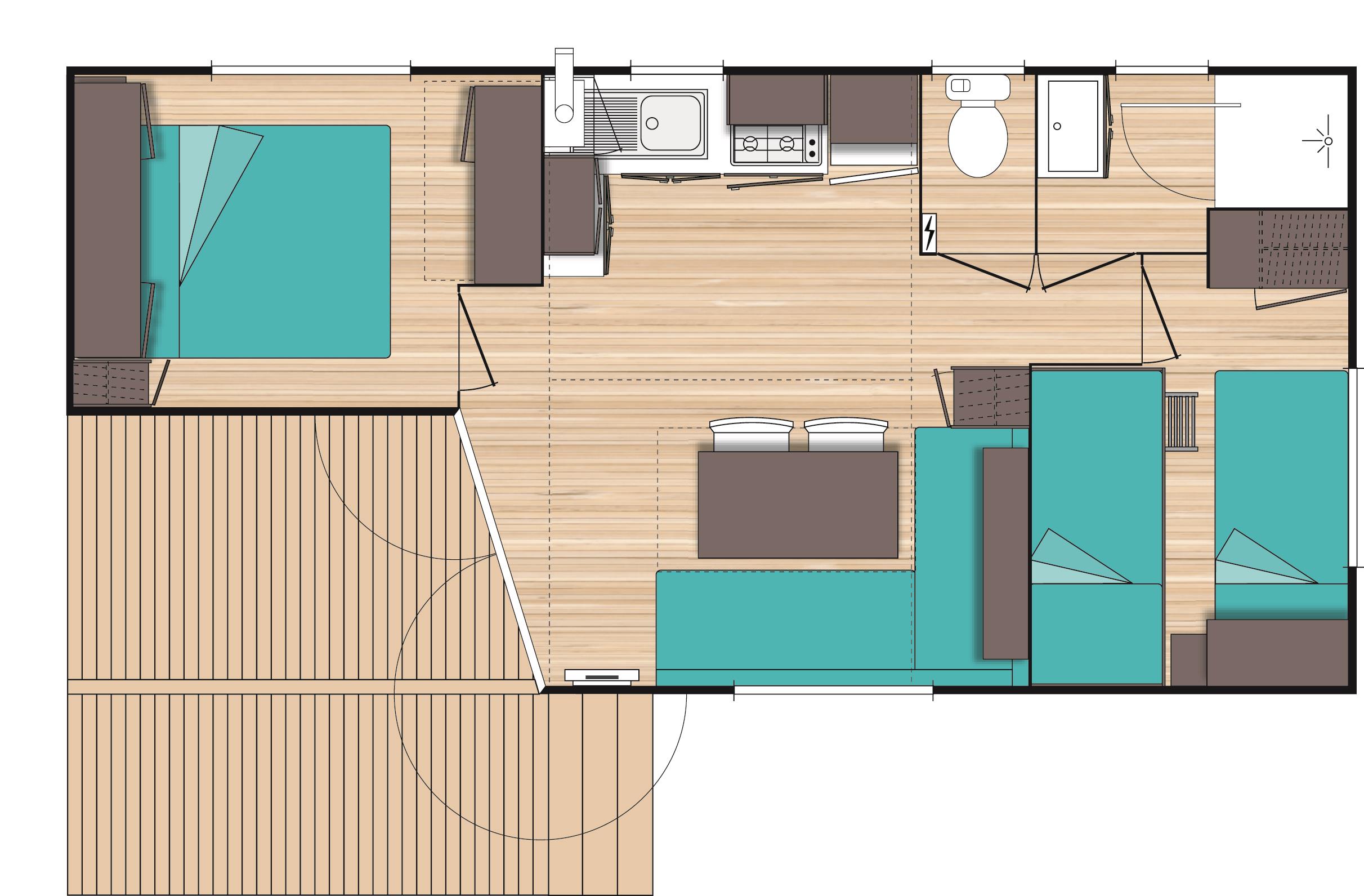 Mietunterkunft - Mobile Home Ibie 29M² Ti 2 Chambres 4 Personnes - Camping Le Sous-Bois