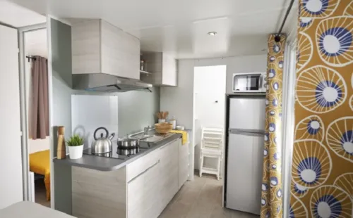 Huuraccommodatie(s) - Stacaravan 2 Slaapkamers, Evo29 + Airco - image n°4 - Camping Le Sous-Bois Ardèche