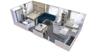 Locatif - Mobil home IB Trigano EVO 29 2 chambres Clim et Télévision - Camping Le Sous-Bois Ardèche