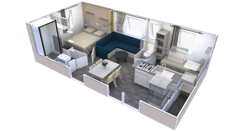 Mobilheim IB Trigano EVO 29, 2 Schlafzimmer, Klimaanlage und Fernseher