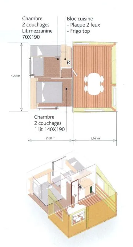 Chalet Tithom (Bois/Toile) Sans Sanitaires (2 Chambres/Cuisine Équipée)